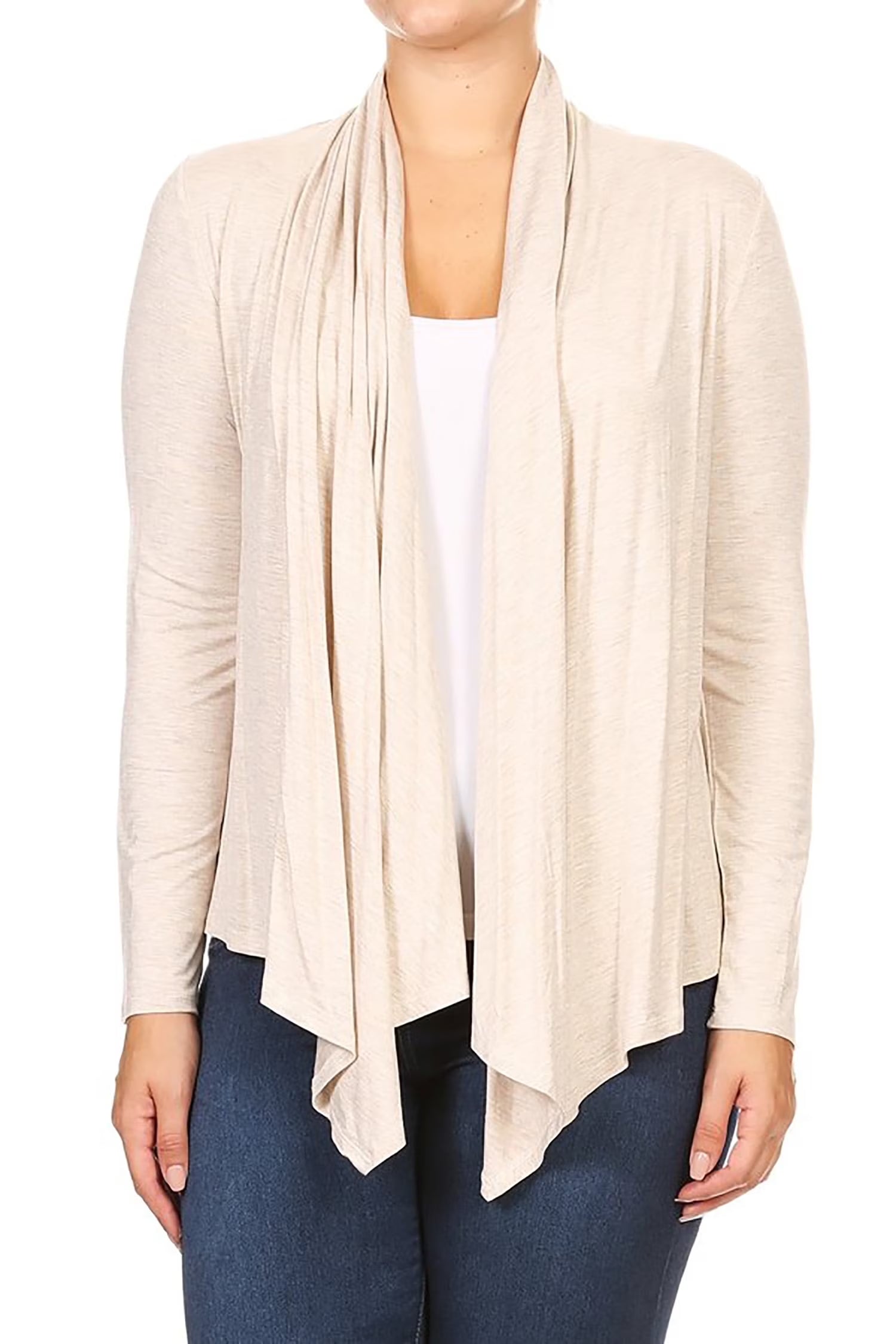 Women'S Solid Open Front Long Sleeve Lightweight Soft Basic Sweater Cardigan