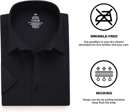Mens Dress Shirt Wrinkle Free Moisture Wicking 4-Way High Stretch Super Soft Casual Button down Shirts