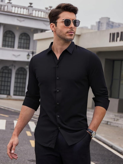 Mens Dress Shirt Wrinkle Free Moisture Wicking 4-Way High Stretch Super Soft Casual Button down Shirts