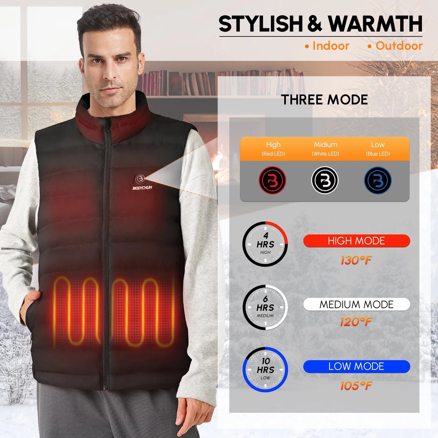Men'S Heated Vest with No Battery Pack Inclouded, Stocking Stuffers Washable Lightweight Heated Coat with 6 Heating Zones for Skiing, Black, M