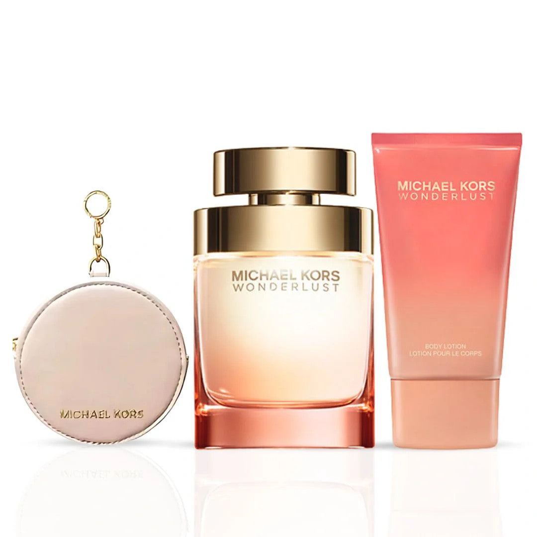 Wonderlust 3Pc Gift Set (3.4Oz EDP Spray, 3.4Oz Body Lotion, round Purse) by Mic