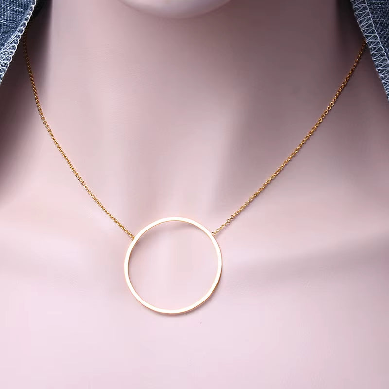 ZUUZ Minimalism Stainless Steel Chain Choker Circle Best Friends Pendant Necklace Women Accessories Chocker Neckless