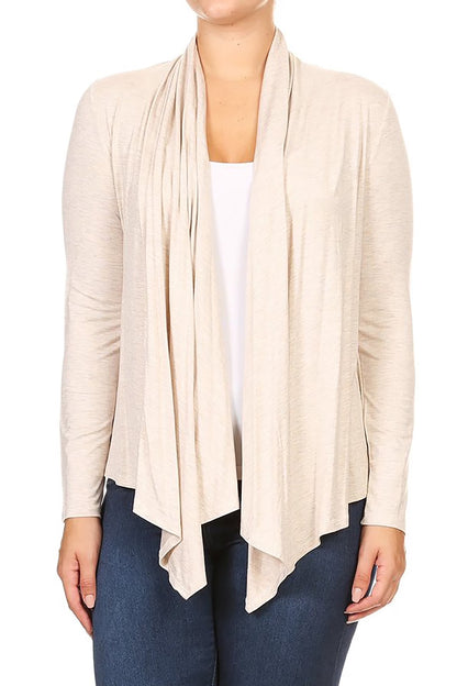 Women'S Solid Open Front Long Sleeve Lightweight Soft Basic Sweater Cardigan