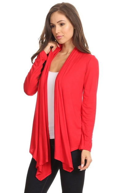 Women'S Solid Open Front Long Sleeve Lightweight Soft Basic Sweater Cardigan