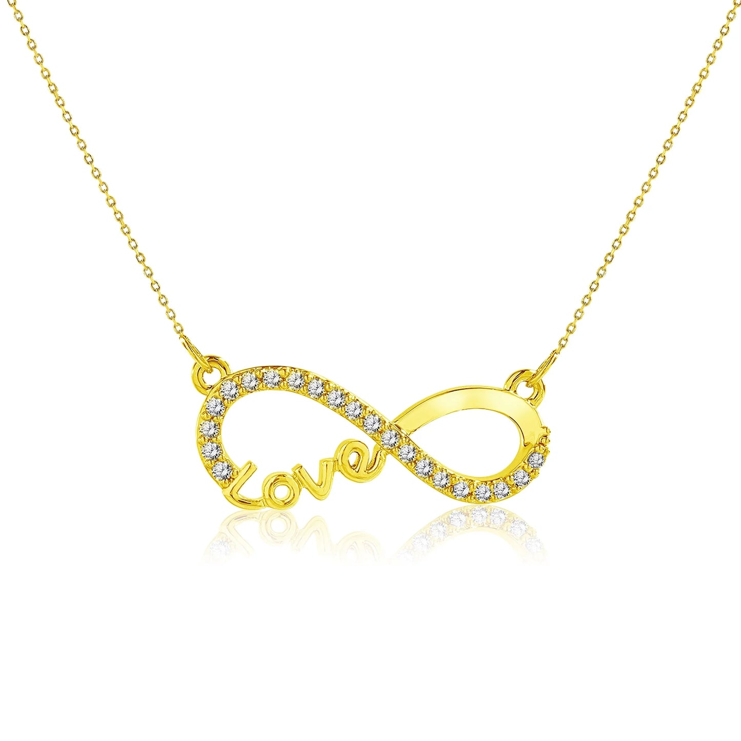 Infinity Love Pendant Necklace - Meaningful Jewelry for Her - Anniversary Gift in 18K White Gold Plated