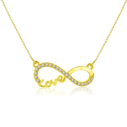 Infinity Love Pendant Necklace - Meaningful Jewelry for Her - Anniversary Gift in 18K White Gold Plated