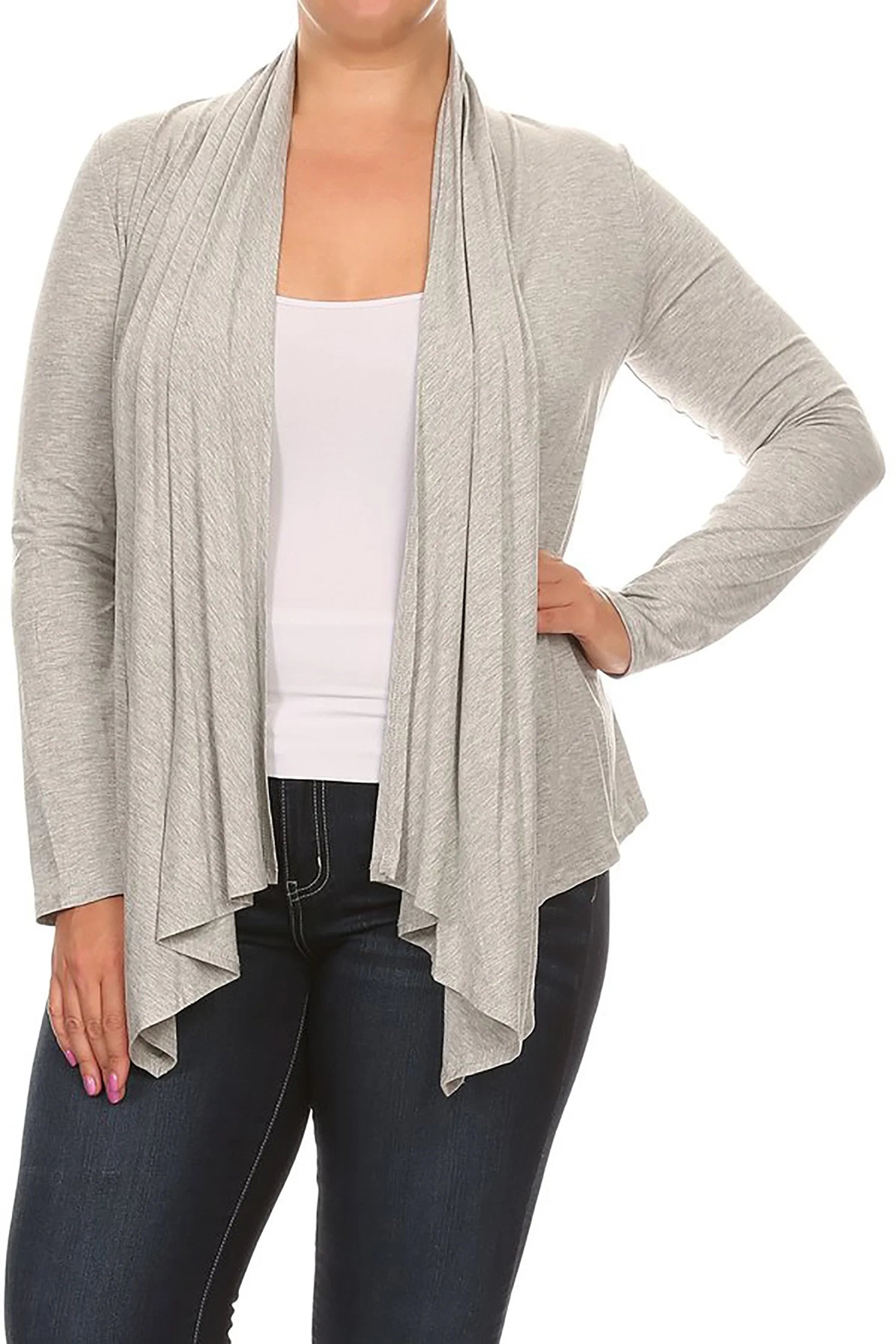 Women'S Solid Open Front Long Sleeve Lightweight Soft Basic Sweater Cardigan