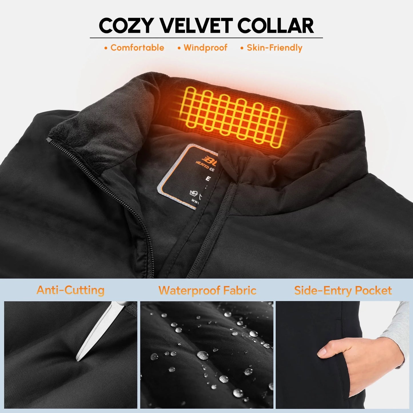 Men'S Heated Vest with No Battery Pack Inclouded, Stocking Stuffers Washable Lightweight Heated Coat with 6 Heating Zones for Skiing, Black, M