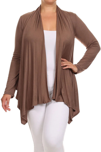 Women'S Solid Open Front Long Sleeve Lightweight Soft Basic Sweater Cardigan