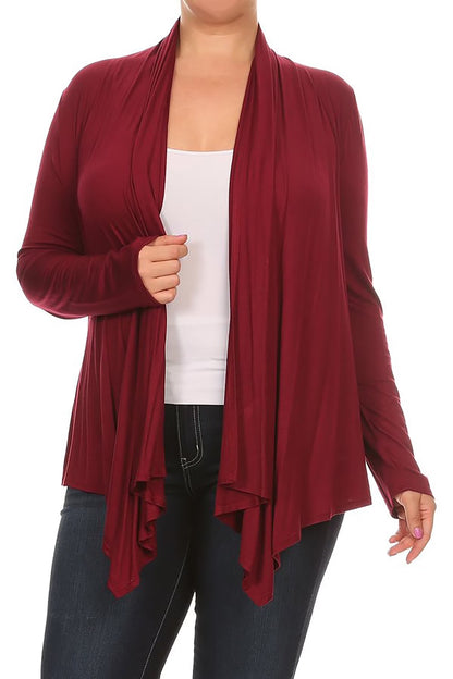 Women'S Solid Open Front Long Sleeve Lightweight Soft Basic Sweater Cardigan
