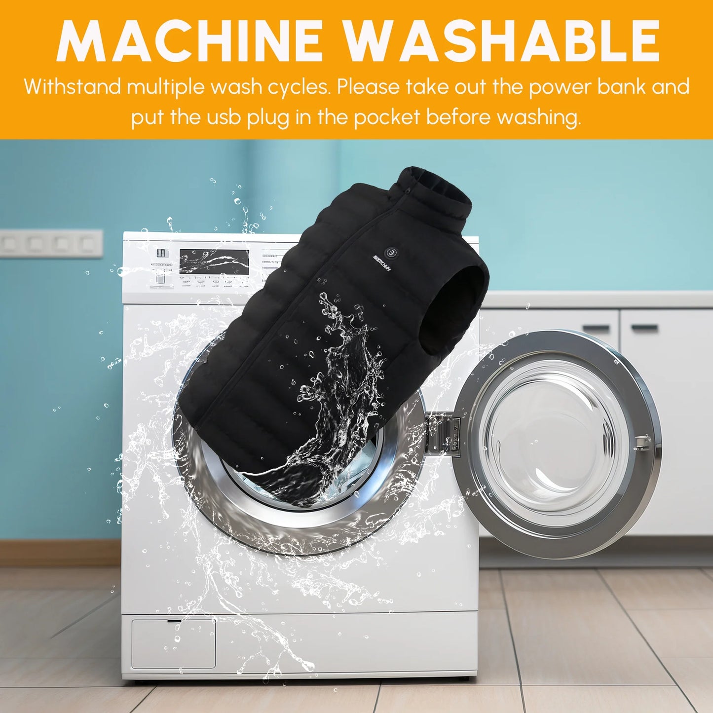 Men'S Heated Vest with No Battery Pack Inclouded, Stocking Stuffers Washable Lightweight Heated Coat with 6 Heating Zones for Skiing, Black, M