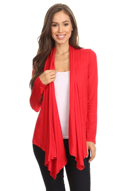 Women'S Solid Open Front Long Sleeve Lightweight Soft Basic Sweater Cardigan