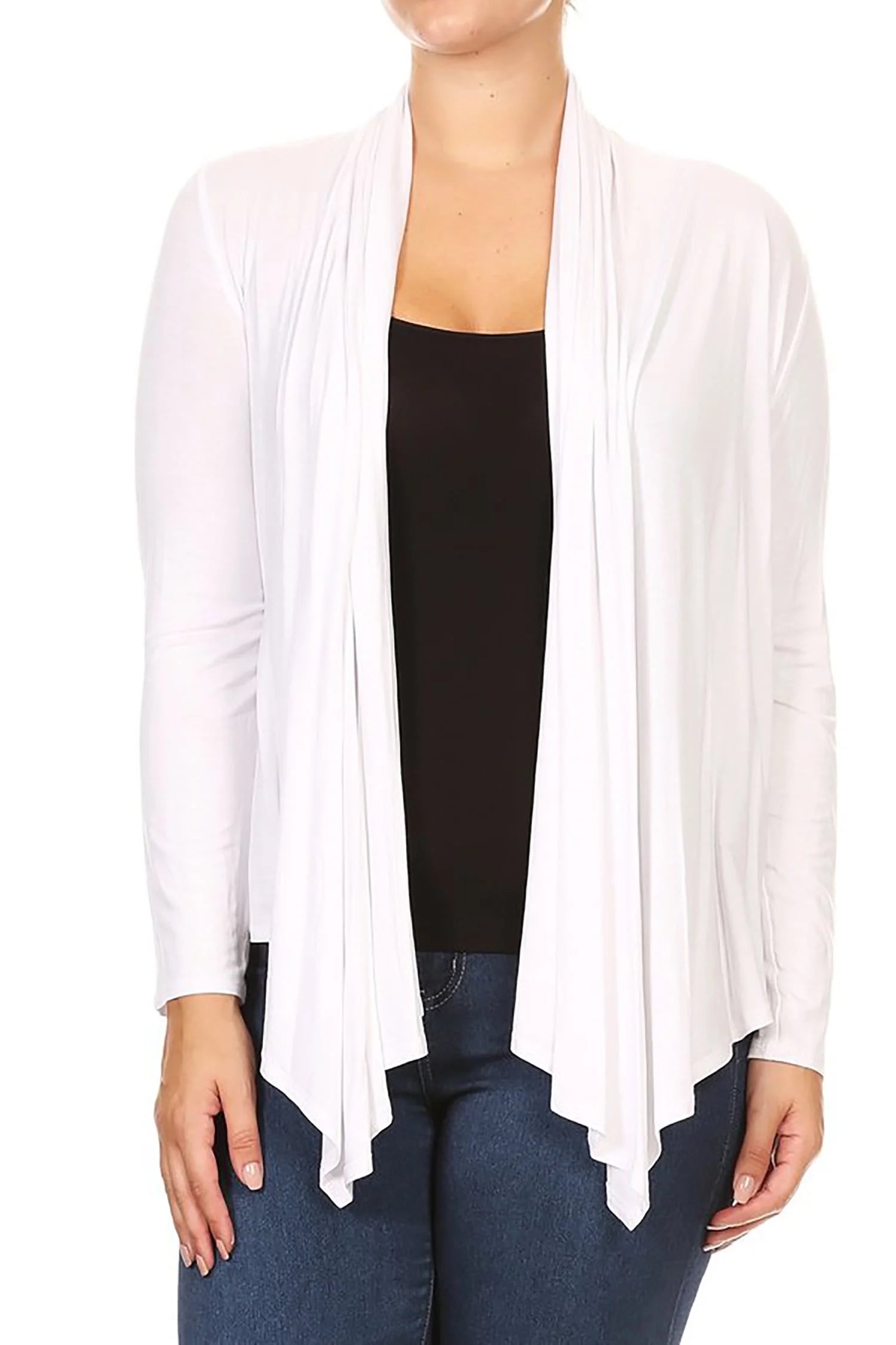 Women'S Solid Open Front Long Sleeve Lightweight Soft Basic Sweater Cardigan