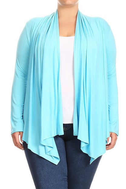 Women'S Solid Open Front Long Sleeve Lightweight Soft Basic Sweater Cardigan