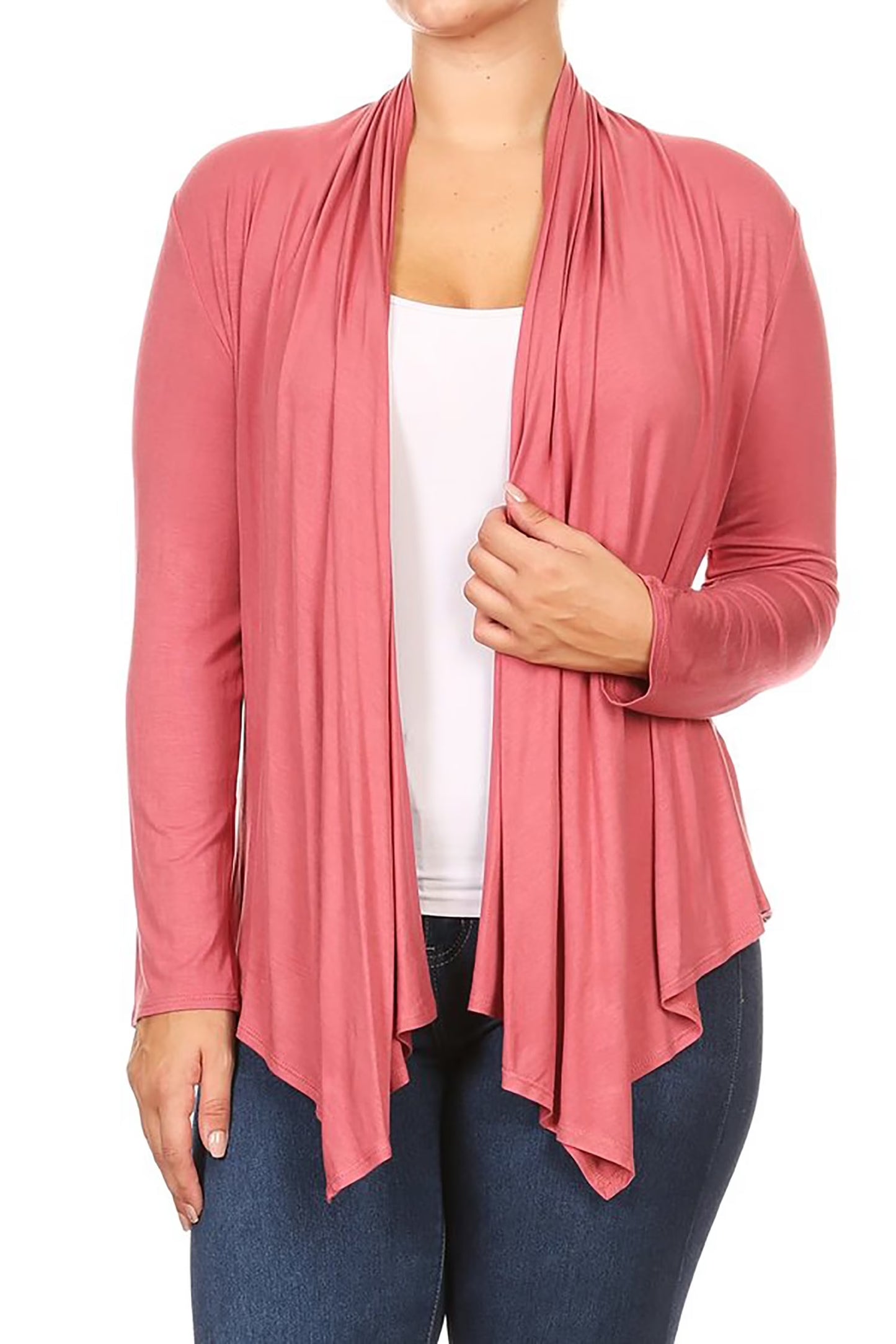 Women'S Solid Open Front Long Sleeve Lightweight Soft Basic Sweater Cardigan