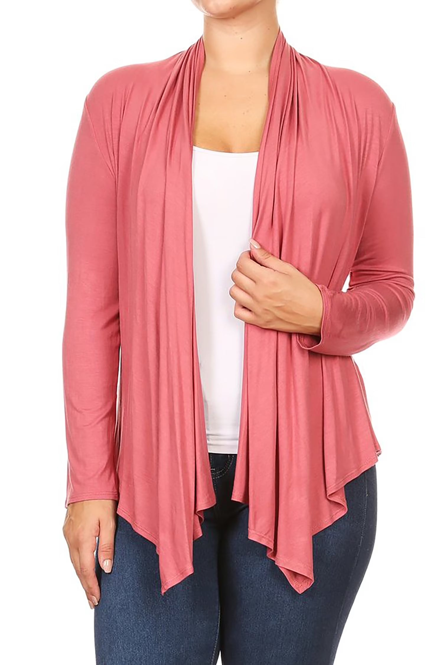 Women'S Solid Open Front Long Sleeve Lightweight Soft Basic Sweater Cardigan