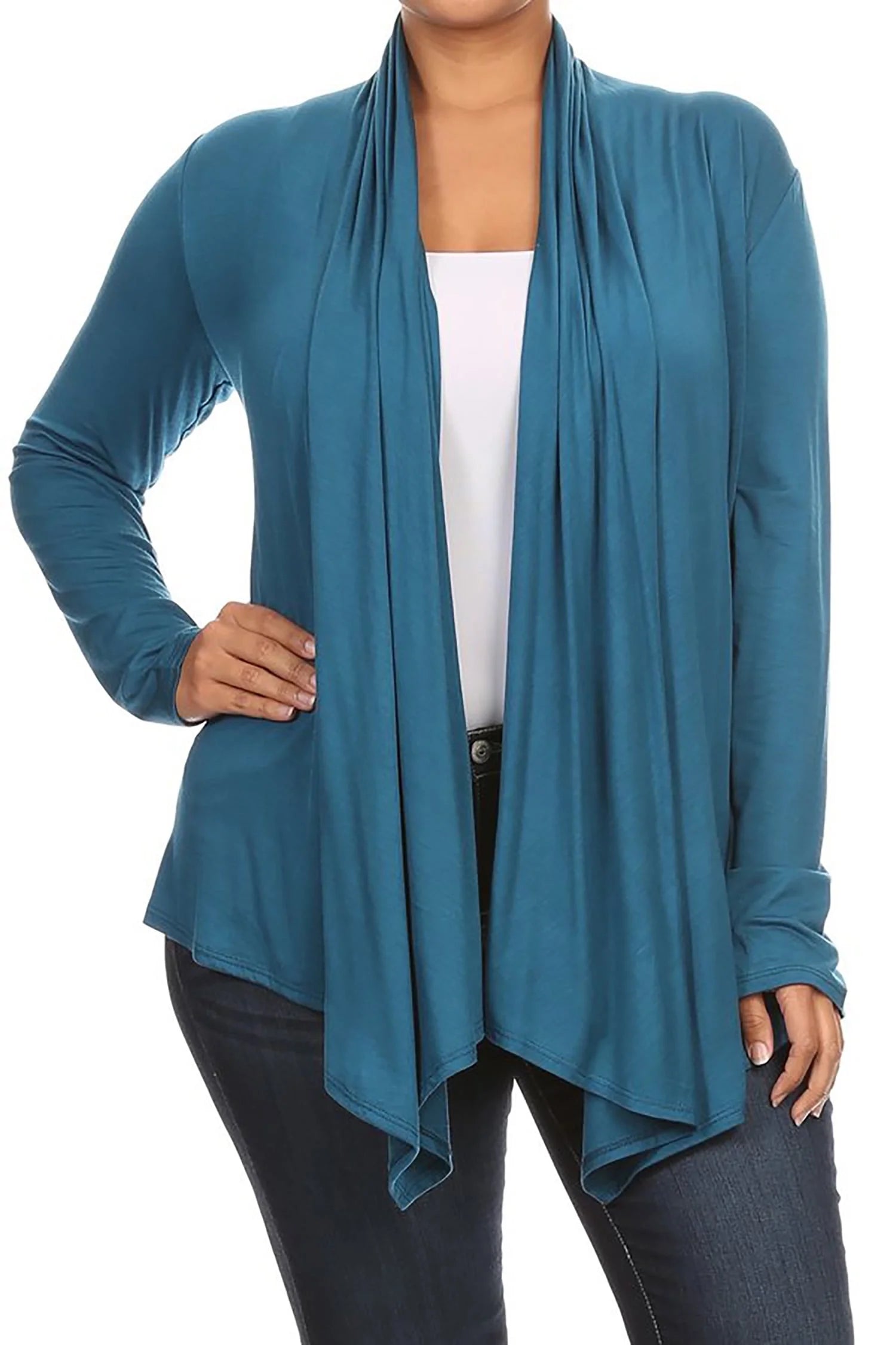 Women'S Solid Open Front Long Sleeve Lightweight Soft Basic Sweater Cardigan