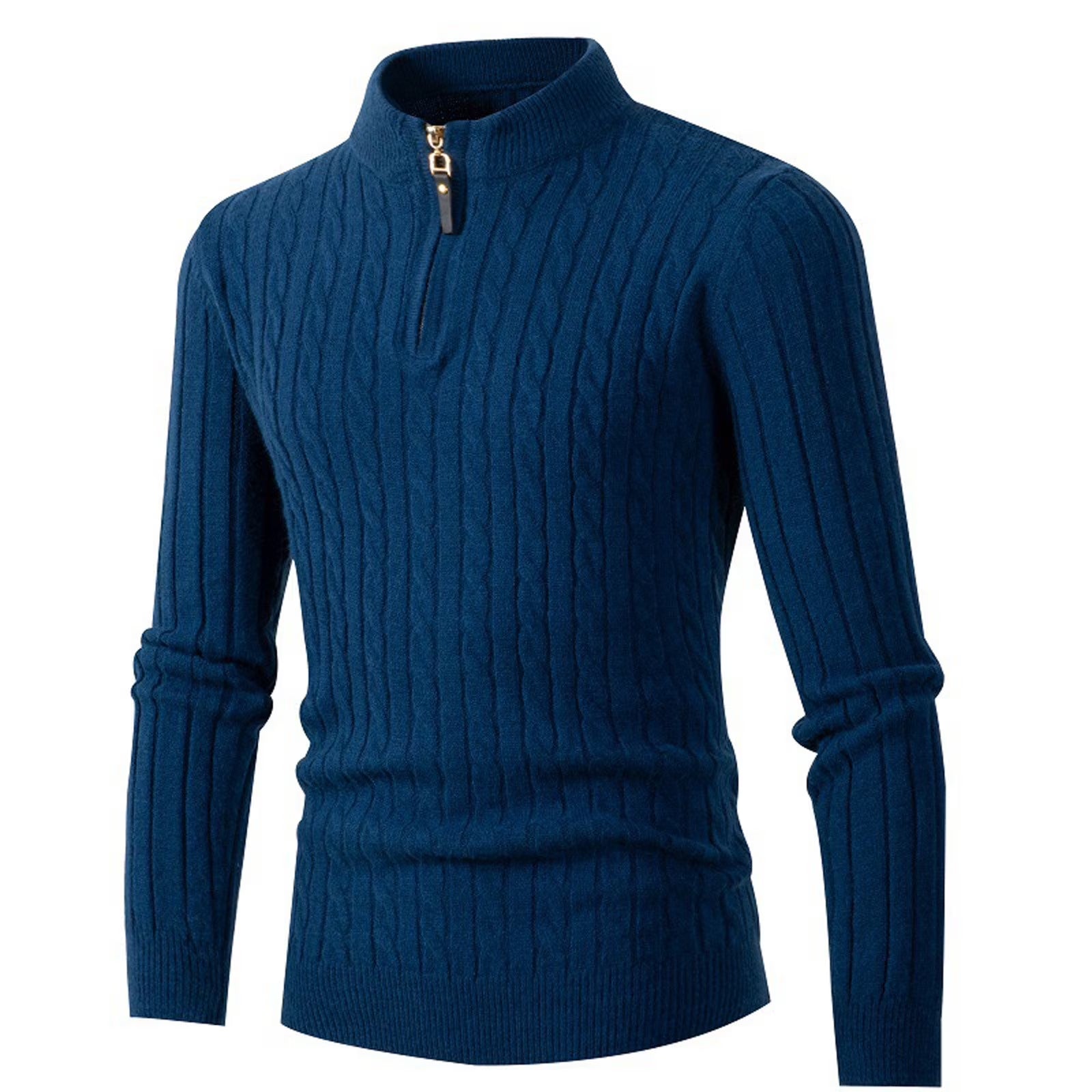 Sweaters for Men Cable Knit Crew Neck Top Long Sleeve Dressy Casual Fall and Winter Quarter Zip Pullover Sweater